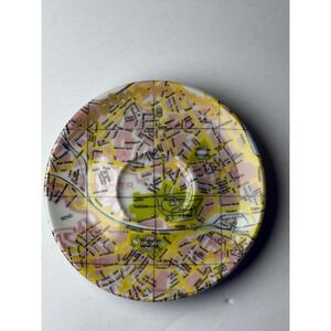 Mitterteich Bavaria Rio de Janeiro Map Porcelain Saucer Germany Vintage Pink